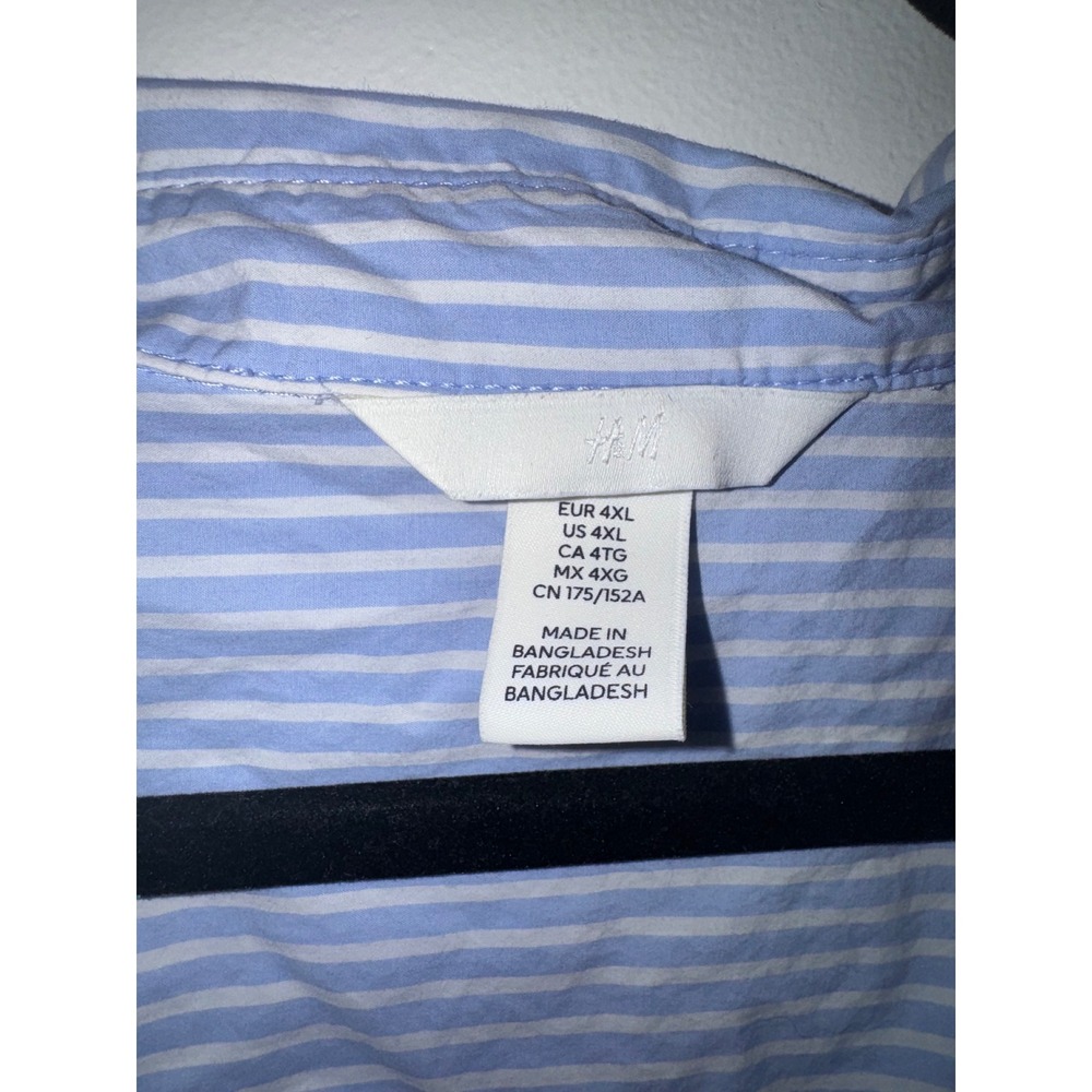 HM Womens 4XL Blue White Striped Button Down Shirt Long Sleeve Oversized Top - Picture 2 of 8